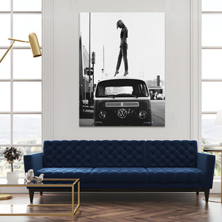 Vintage Cars & Bikes Wall Art. HD Canvas Print, Framed, Ready to Hang. (VCBWA12)