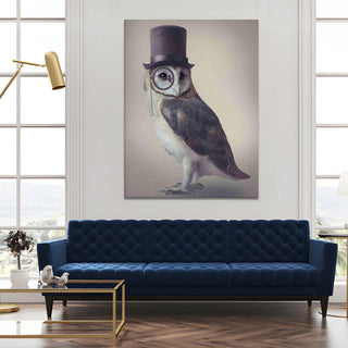Elegant Owl in Top Hat HD Print Canvas Wall Art. Ready to Hang (POWA58)