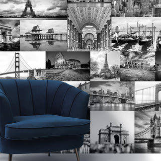 Global Icons – Monochrome Cityscape Wall Mural (PATCH024)