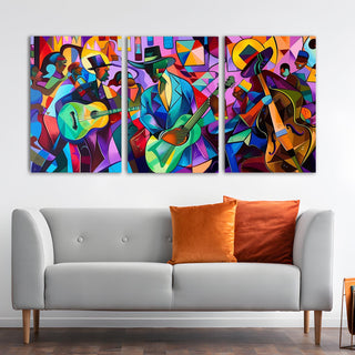 Group of Musicians, Abstract Art, HD Canvas Print, Framed, Ready to Hang. (MAWA25)