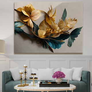 PAPER PLANE DESIGN Canvas Floral Wall Art: A Symphony of Nature's Elegance Large Size Canvas Framed Paintings For Living Room, Office, Home Decor. (FLWA17) - Khirki.in