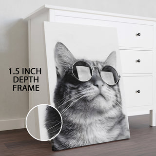 Feline Elegance Wall Art Painting, HD Canvas Print, Framed, Ready to Hang. (BWWA165)