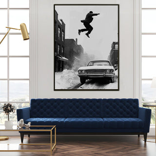 Vintage Cars & Bikes Wall Art. HD Canvas Print, Framed, Ready to Hang. (VCBWA10)