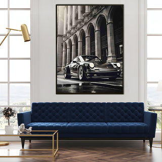 Vintage Cars And Bikes Wall Art. HD Canvas Print, Framed, Ready to Hang. (VCBWA21)