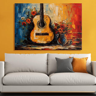 Abstract Music Guitar Wall Art Painting. HD Canvas Print, Framed, Ready to Hang. (ABWA27)