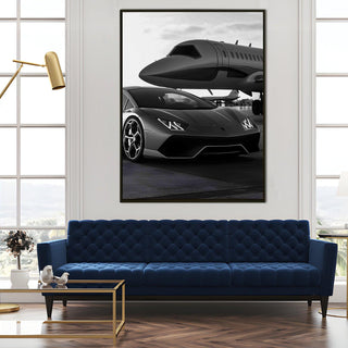 Vintage Cars And Bikes Wall Art. HD Canvas Print, Framed, Ready to Hang. (VCBWA22)