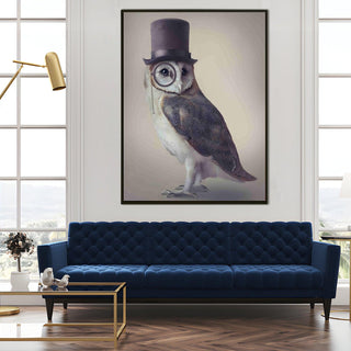 Elegant Owl in Top Hat HD Print Canvas Wall Art. Ready to Hang (POWA58)