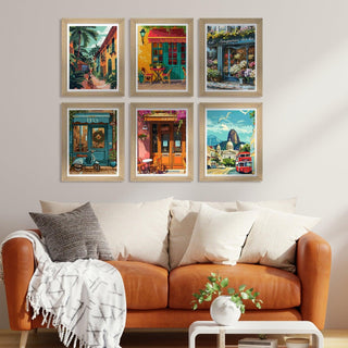 European Cafe & Travel Art Framed Poster Sets (ARTFM024) - Khirki.in