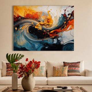 Abstract Oil Pastel Style Wall Art Painting, HD Canvas Print, Framed, Ready to Hang. (ABWA30)