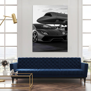 Vintage Cars And Bikes Wall Art. HD Canvas Print, Framed, Ready to Hang. (VCBWA22)