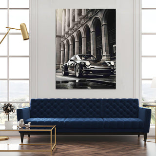 Vintage Cars And Bikes Wall Art. HD Canvas Print, Framed, Ready to Hang. (VCBWA21)