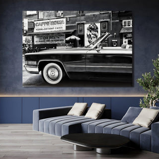 Vintage Car & Bike Wall Art Automobile Painting. HD Canvas Print, Framed, Ready to Hang. (VCBWA07)