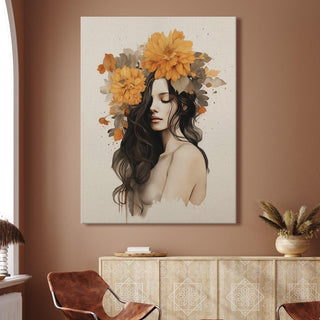 Boho Chic Floral Vintage Style Canvas Painting