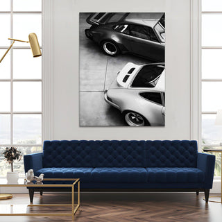 Vintage Cars And Bikes Wall Art. HD Canvas Print, Framed, Ready to Hang. (VCBWA24)