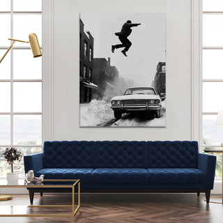 Vintage Cars & Bikes Wall Art. HD Canvas Print, Framed, Ready to Hang. (VCBWA10)