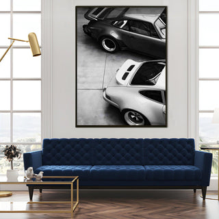 Vintage Cars And Bikes Wall Art. HD Canvas Print, Framed, Ready to Hang. (VCBWA24)