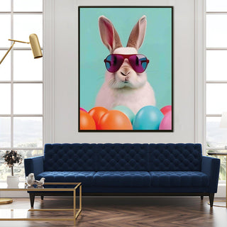 Cool Rabbit with Sunglasses – Pop Art Animal High Definition Portrait Canvas Wall Art. (POWA65)