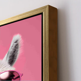 Pink Llama with Sunglasses & Bubblegum – Fun Pop Art Animal Portrait HD Print Canvas Wall Art. (POWA64)