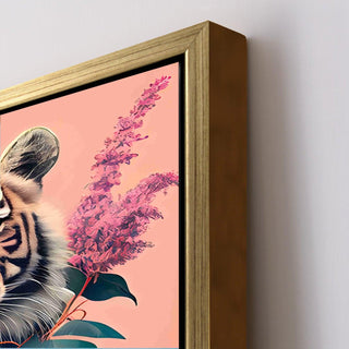 Tiger with Bouquet – Whimsical Animal Portrait HD Print Canvas Wall Art. (POWA63)