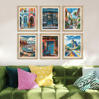 European Cafe & Travel Art Framed Poster Sets (ARTFM022) - Khirki.in