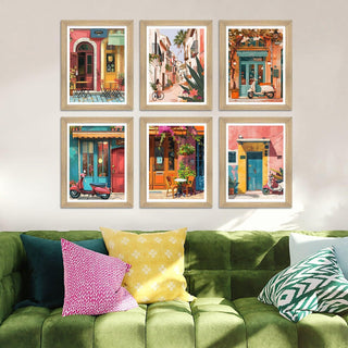 European Cafe & Travel Art Framed Poster Sets (ARTFM025) - Khirki.in