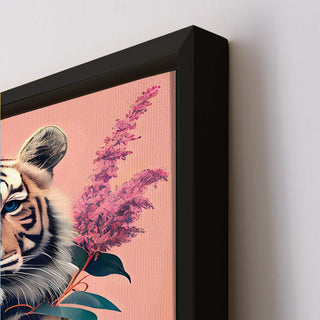 Tiger with Bouquet – Whimsical Animal Portrait HD Print Canvas Wall Art. (POWA63)