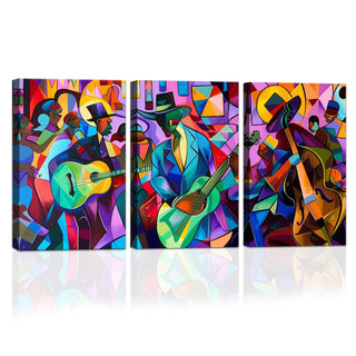 Group of Musicians, Abstract Art, HD Canvas Print, Framed, Ready to Hang. (MAWA25)