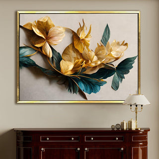 PAPER PLANE DESIGN Canvas Floral Wall Art: A Symphony of Nature's Elegance Large Size Canvas Framed Paintings For Living Room, Office, Home Decor. (FLWA17) - Khirki.in