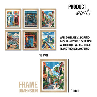 European Cafe & Travel Art Framed Poster Sets (ARTFM022) - Khirki.in