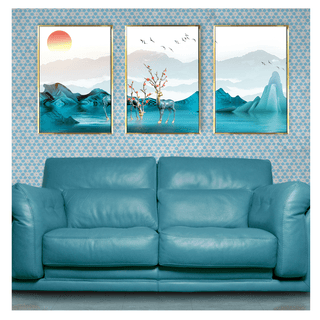 3D Nature painting with deer, stones and tree