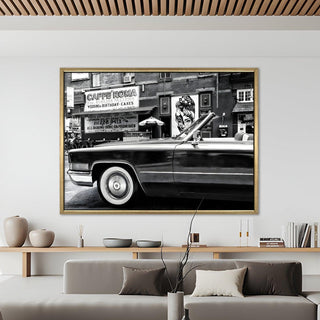 Vintage Car & Bike Wall Art Automobile Painting. HD Canvas Print, Framed, Ready to Hang. (VCBWA07)