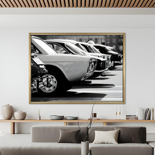 Vintage Cars & Bikes Wall Art. HD Canvas Print, Framed, Ready to Hang. (VCBWA03)