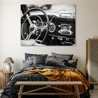 Vintage Cars & Bikes Wall Art. HD Canvas Print, Framed, Ready to Hang. (VCBWA01)
