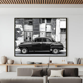 Vintage Cars & Bikes Wall Art. HD Canvas Print, Framed, Ready to Hang. (VCBWA04)