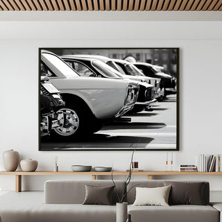 Vintage Cars & Bikes Wall Art. HD Canvas Print, Framed, Ready to Hang. (VCBWA03)