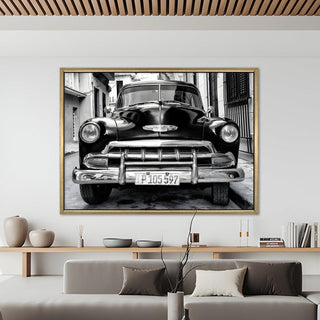 Vintage Car & Bike Wall Art Automobile Painting. HD Canvas Print, Framed, Ready to Hang. (VCBWA06)