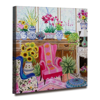 Naïve art–style interior Painting, HD Canvas Print, Framed, Ready to Hang. (NAWA05)