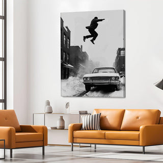 Vintage Cars & Bikes Wall Art. HD Canvas Print, Framed, Ready to Hang. (VCBWA10)