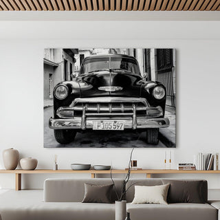 Vintage Car & Bike Wall Art Automobile Painting. HD Canvas Print, Framed, Ready to Hang. (VCBWA06)