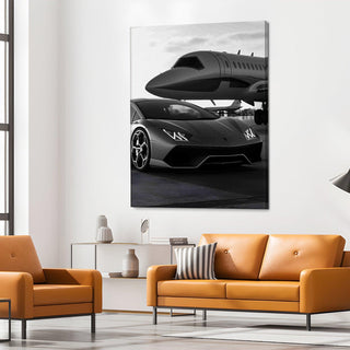 Vintage Cars And Bikes Wall Art. HD Canvas Print, Framed, Ready to Hang. (VCBWA22)
