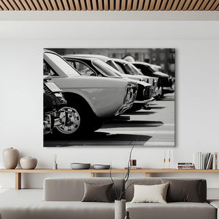 Vintage Cars & Bikes Wall Art. HD Canvas Print, Framed, Ready to Hang. (VCBWA03)