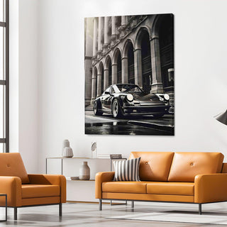 Vintage Cars And Bikes Wall Art. HD Canvas Print, Framed, Ready to Hang. (VCBWA21)