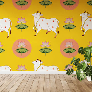 Ethnic Indian Wall Murals. Traditional Pichwai Art Full Wallpaper. (ETHMRL020)