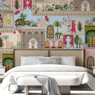 Ethnic Indian Wall Murals. Traditional Mughal Art Full Wall Wallpaper. (ETHMRL019)