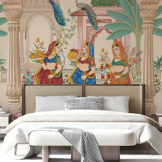 Ethnic Indian Wall Murals. Traditional Mughal Art Full Wall Wallpaper. (ETHMRL015)