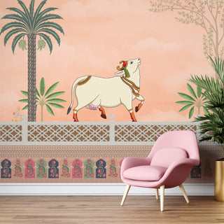 Ethnic Indian Wall Murals. Traditional Pichwai Art Full Wallpaper. (ETHMRL016)