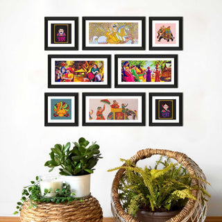 Ethnic Indian Rajasthani Canvas Painting Framed for Living Room and Hotel