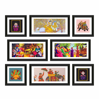 Ethnic Indian Rajasthani Canvas Painting Framed for Living Room and Hotel