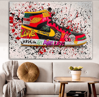 Jordan Graffiti Canvas Wall Art, Air Jordan Canvas Wall Art, Jordan 1 Graffiti Canvas, Modern Graffiti Canvas (GRFWA011).