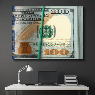 100 USD Bill Motivational Poster in Framed Canvas With Inspiring Quotes in Large Size for Office and Startups. - Khirki.in